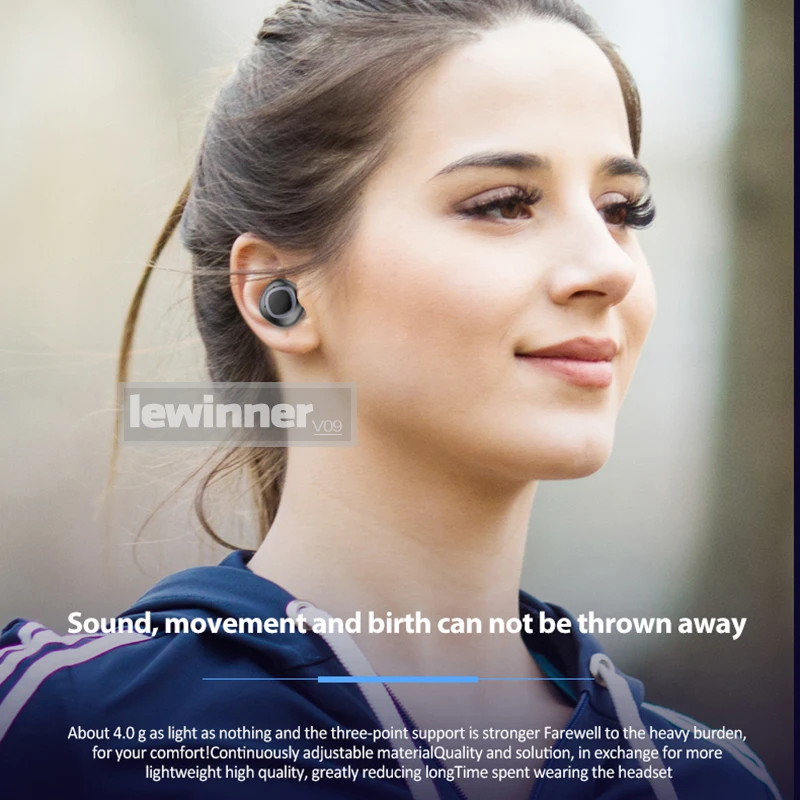 Lewinner V09 водонепроницаемые наушники вкладыши TWS Bluetooth беспроводная гарнитура