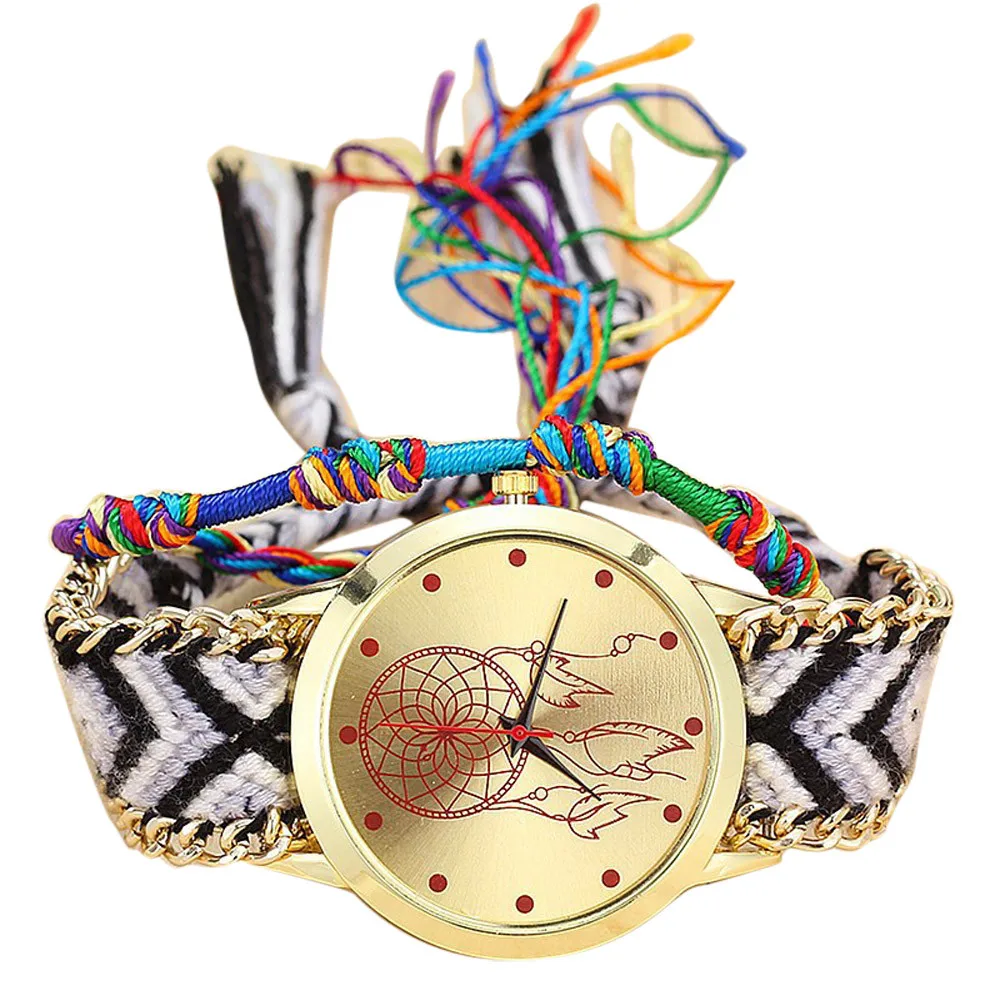 Винтажные женские кварцевые часы ручной работы трикотажные Dreamcatcher Friendship Relojes Mujer