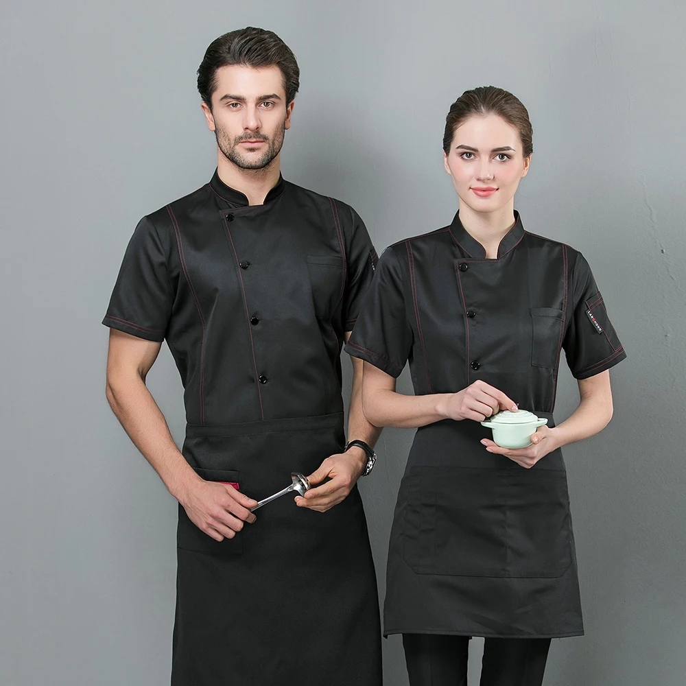 Высококачественная однобортная куртка шеф повара комбинезон с короткими