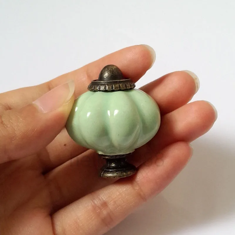 5 шт. 32 мм светло-зеленая керамическая ручка для шкафа с тыквой рукоятка