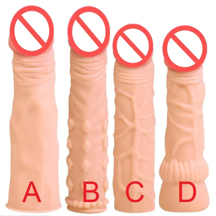 

Super Soft Silicone Penis Sleeve Extender Cock Enlargement Enhancer Male Reusable Condoms Delay Gonobolia Ring Adult Men Sex Toy
