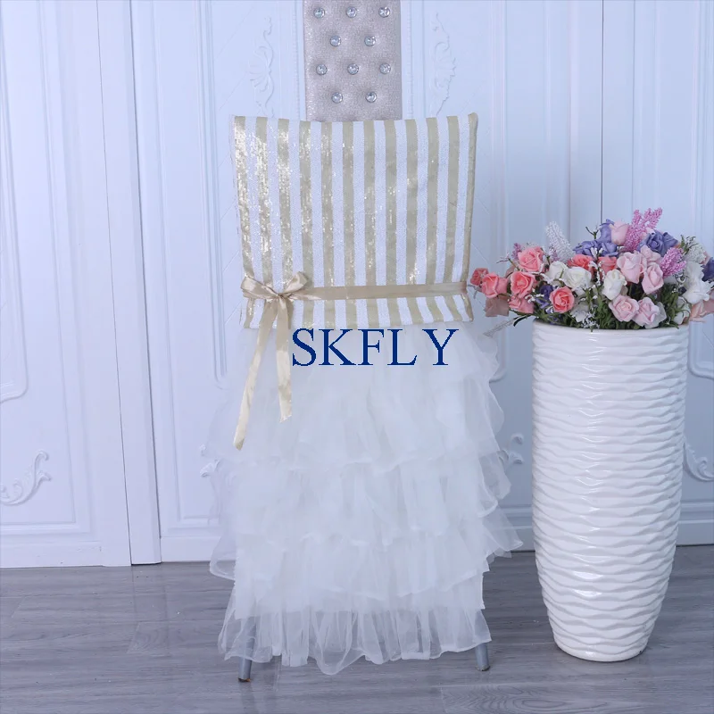 CH108B Новый SKFLY 2019 великолепный стандарт chiavari слоновая кость Тюль крышка стула с