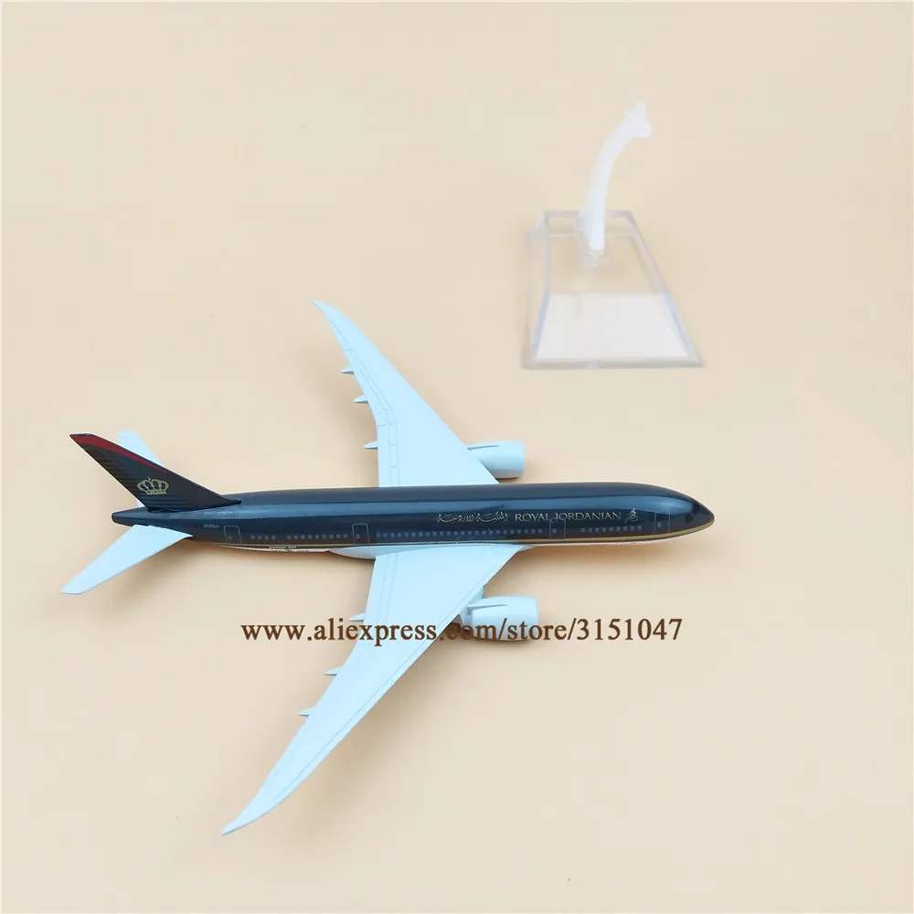 16 см металл самолета Модель Air Королевский Иорданского Airlines Boeing 787 B787 Airways модель самолета W Стенд подарок