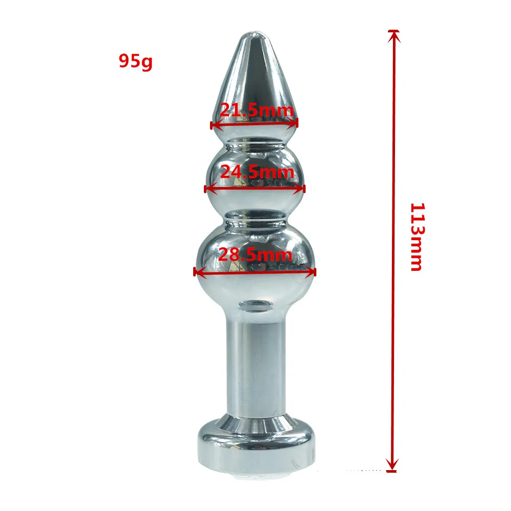 Длина 113 мм Металлические бусины Анальная пробка драгоценность Фетиш бум