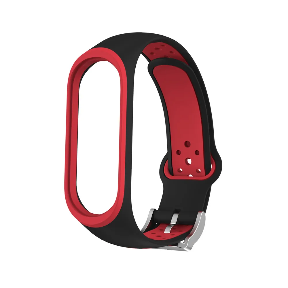 Браслет mi Band 3 4, спортивный силиконовый ремешок, аксессуары для наручных часов mi band 3, умный Браслет для Xiaomi mi, ремешок 3, 4 - Цвет: black red