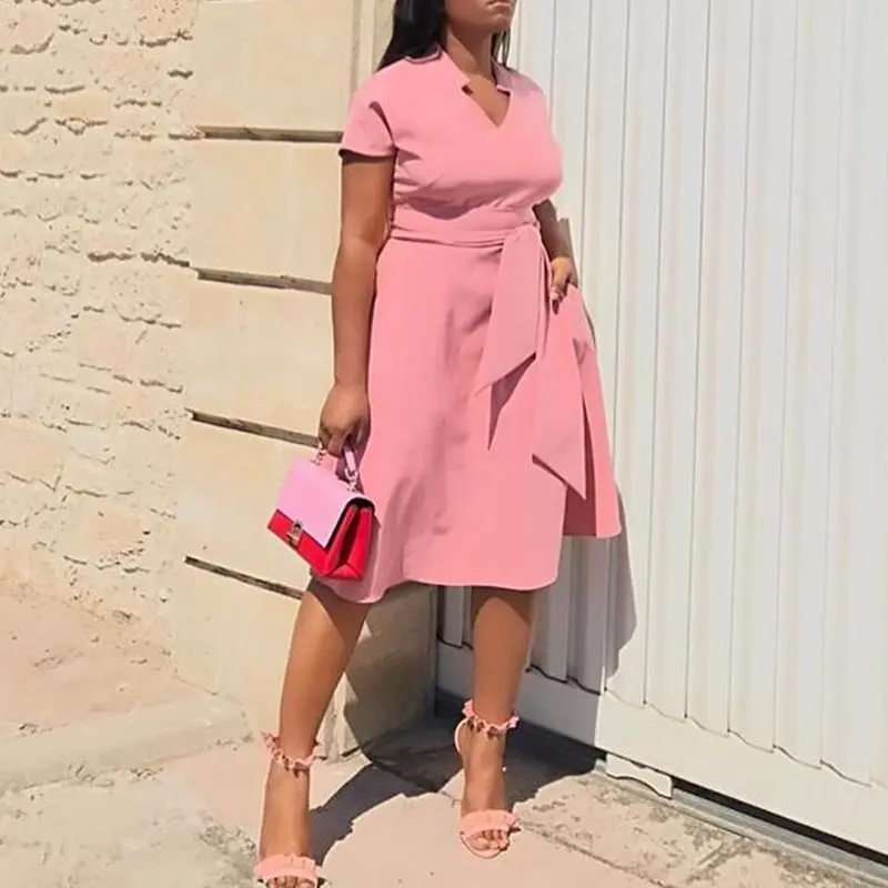 Розовые милые Африканские модные размера плюс вечерние элегантные летние