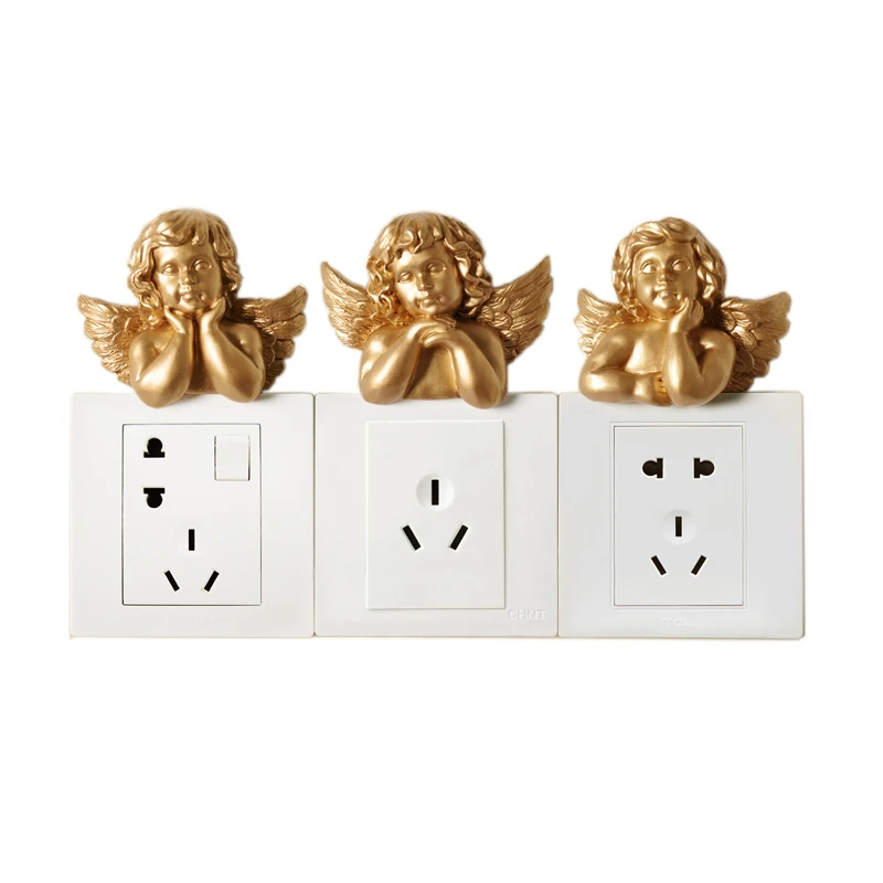 

Switch Decorative Ornament Wedding Decorative Switch Stickers Stereoscopic Angel Socket Adornment 3d Cupid Sculpture Hanger 3pcs