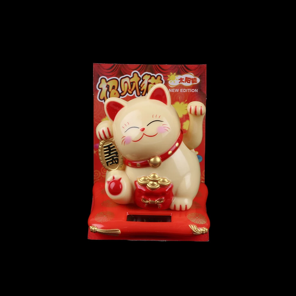 Maneki Neko черный/белый на солнечных батареях радушный Кот удача для дома автомобиля