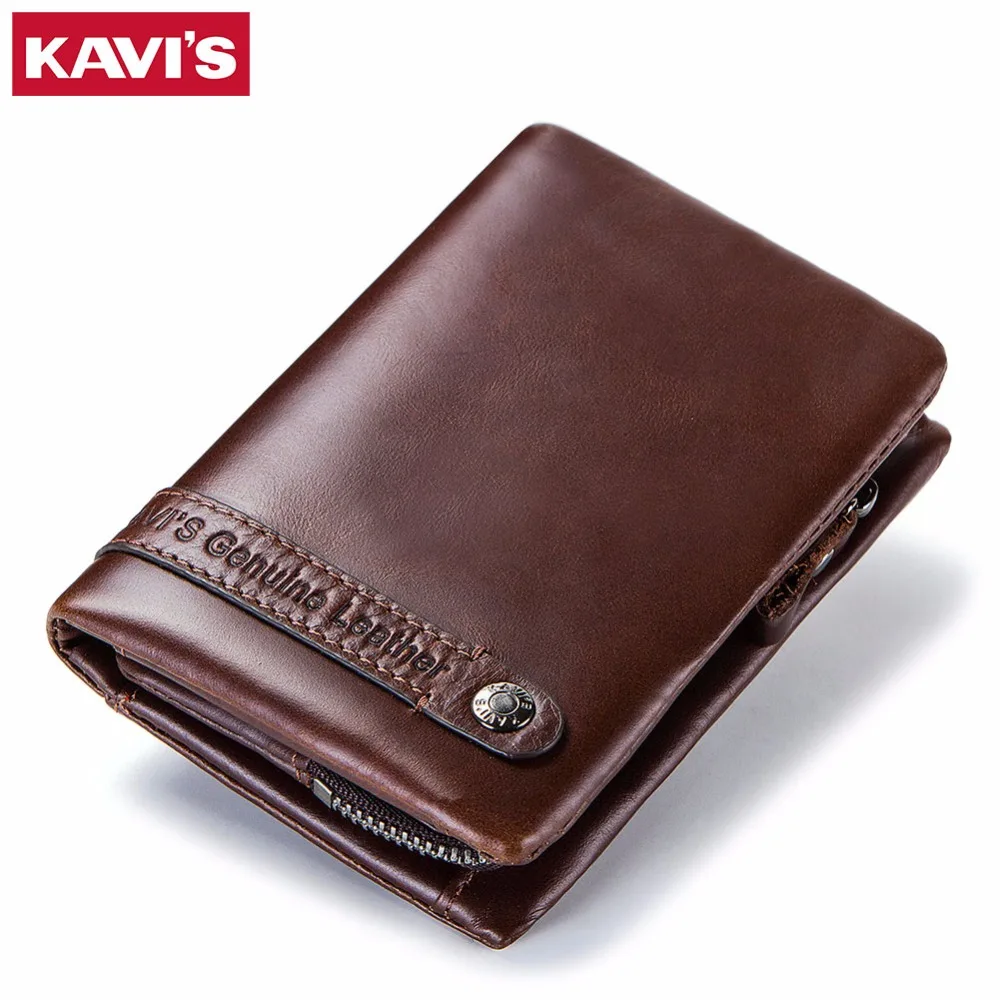 Кошелек KAVIS из натуральной кожи для мужчин держатель карт и портмоне Rfid Magic Walet