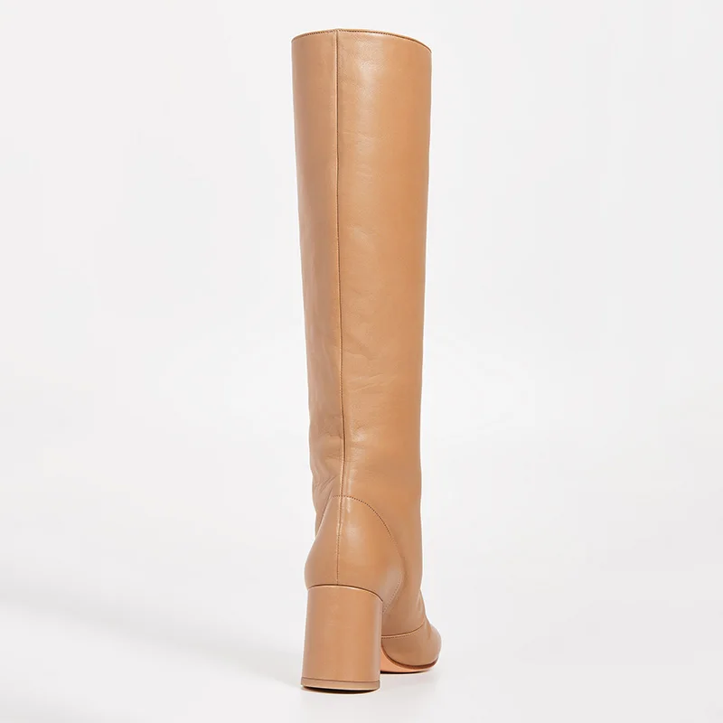 Коричневые длинные сапоги Lune до колена женская обувь классическая офисная на