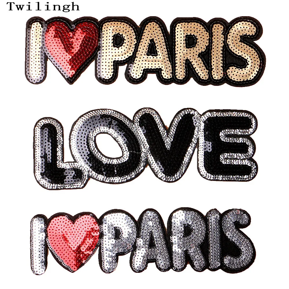 1 шт. фирменные нашивки с блестками блестящая наклейка надписью I Love Paris