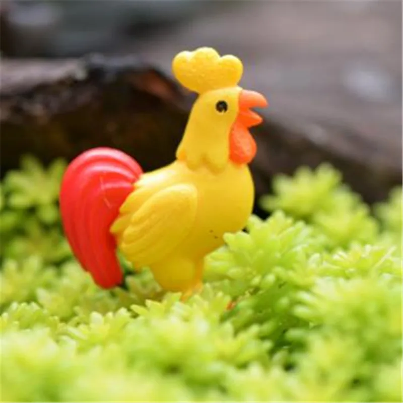Mini cartoon animal 26mm chicken DIY resin small ornaments Moss microlandscape Decoration Christmas gift free shipping | Дом и сад