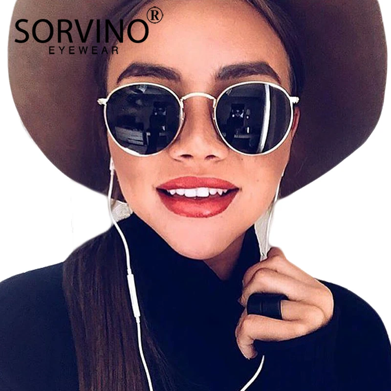 SORVINO Ретро дизайнерские маленькие овальные поляризованные солнцезащитные очки женские Стимпанк розовое золото зеркальные круглые солнечные очки розовые оттенки SP177