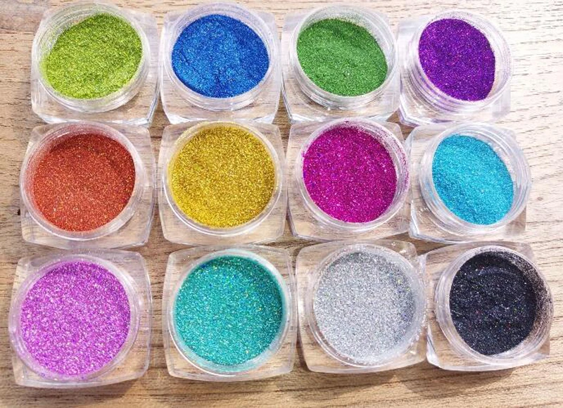 

0.1mm(1/256") Fine Holographic Nail Glitter Set 12color Powder Shining UV Gel Polish Acrylic Glitter Nail Art Decorations Set 1g
