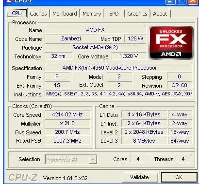 AMD FX-Series FX-4350 FX 4350 4,2 ГГц 125 Вт четырехъядерный процессор FD4350FRW4KHK Socket AM3