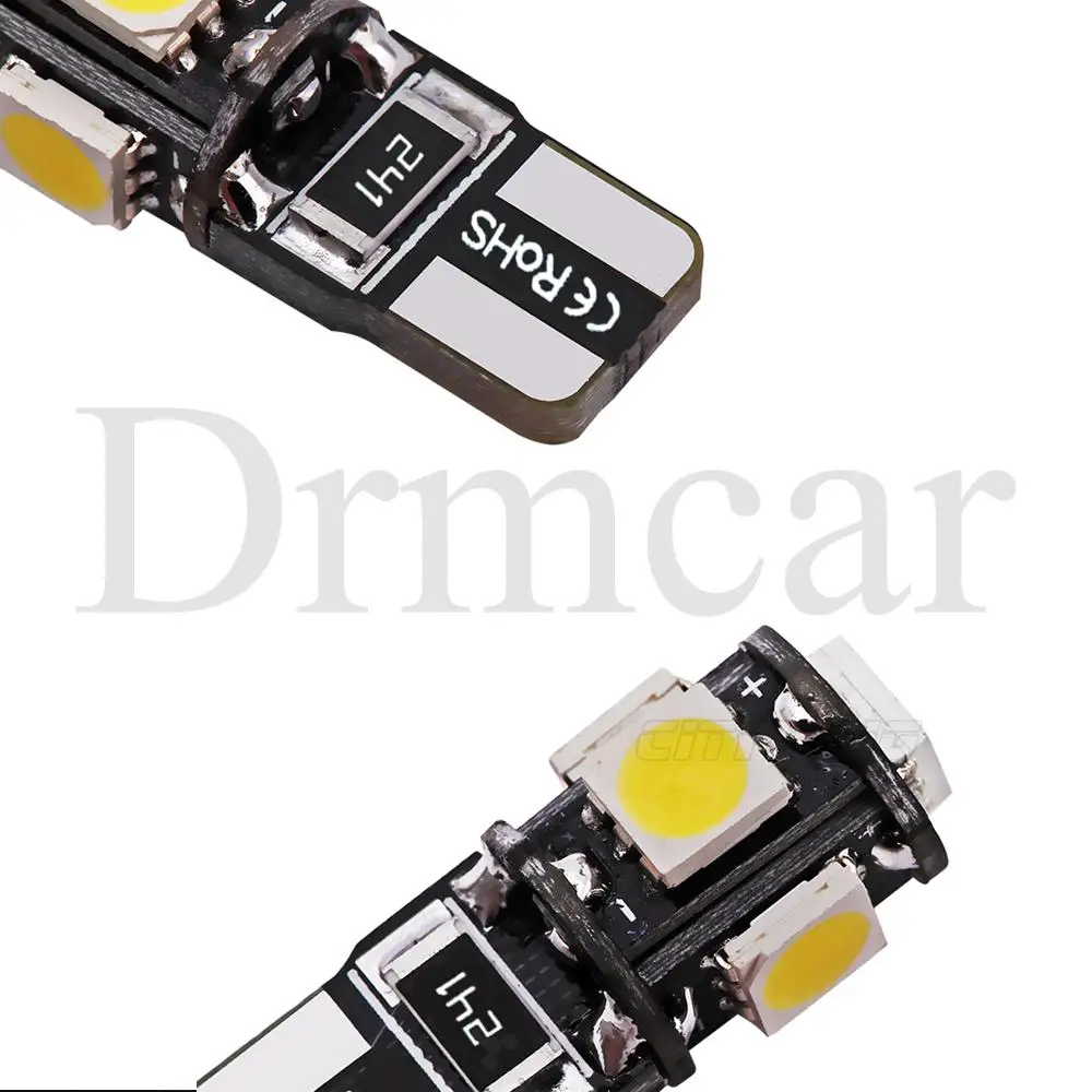 10X T10 Canbus Белый Синий Красный 5smd автомобильный светильник W5w 194 168 ошибки лампы DC 12 В клиновидная лампа парковочная лампа полоса декодер поворотов