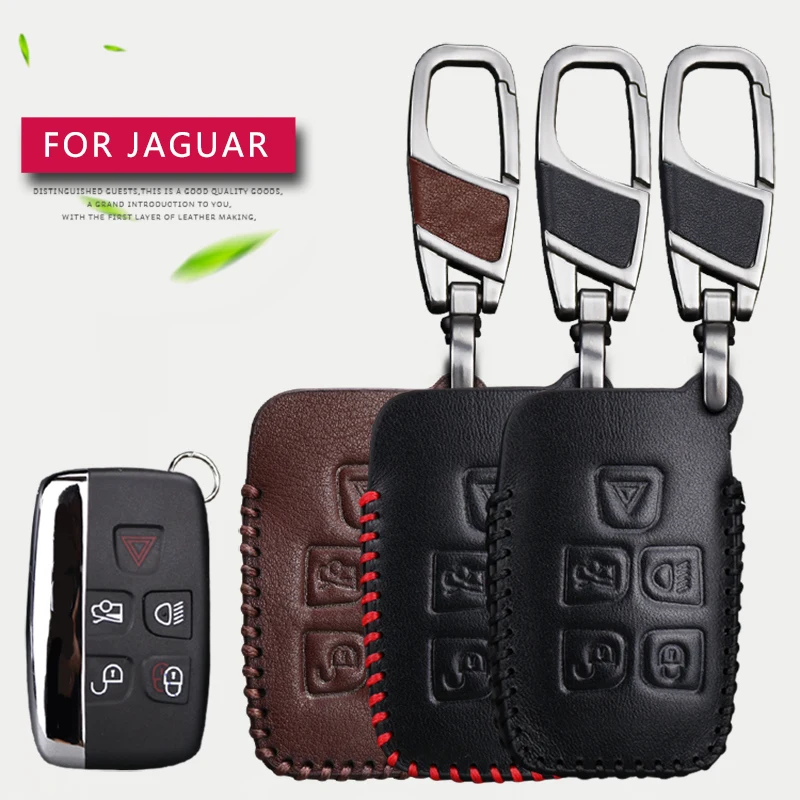 Чехол для автомобильного ключа из натуральной кожи с 5 кнопками Jaguar XF XJ XE XJL Land Rover