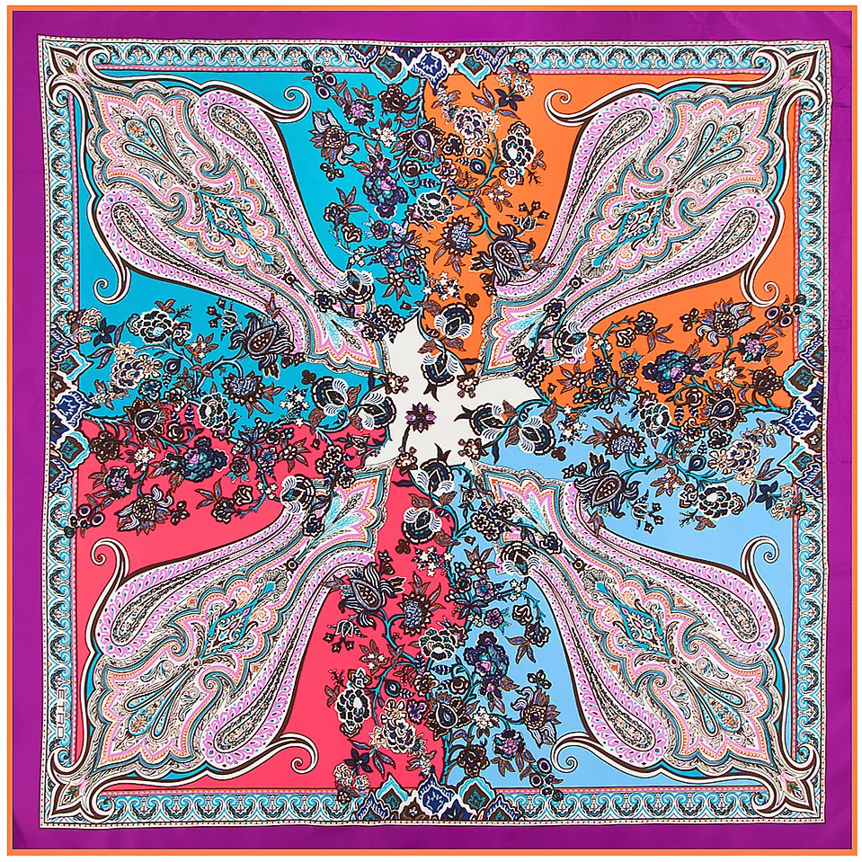 Женский саржевый шарф с цветочным принтом большие квадратные шарфы из 100% шелка