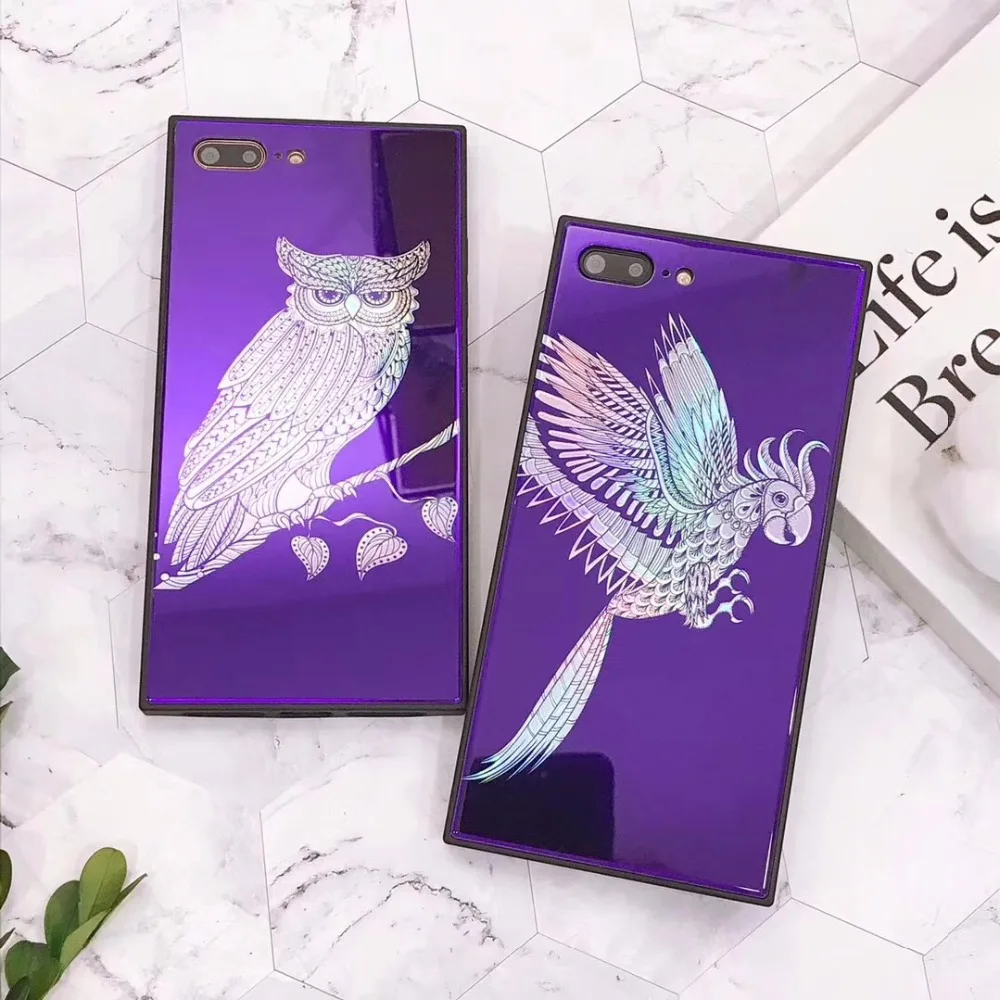 ZMASI анти-шок закаленное Стекло телефона чехол для iPhone X 6 6s плюс лазерная Сова