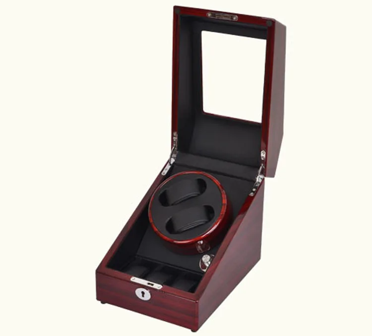 High End Mute Motor Watch Winder с автоматическим заводом деревянные часы коробка для 2 часов с 3 сетками хранения