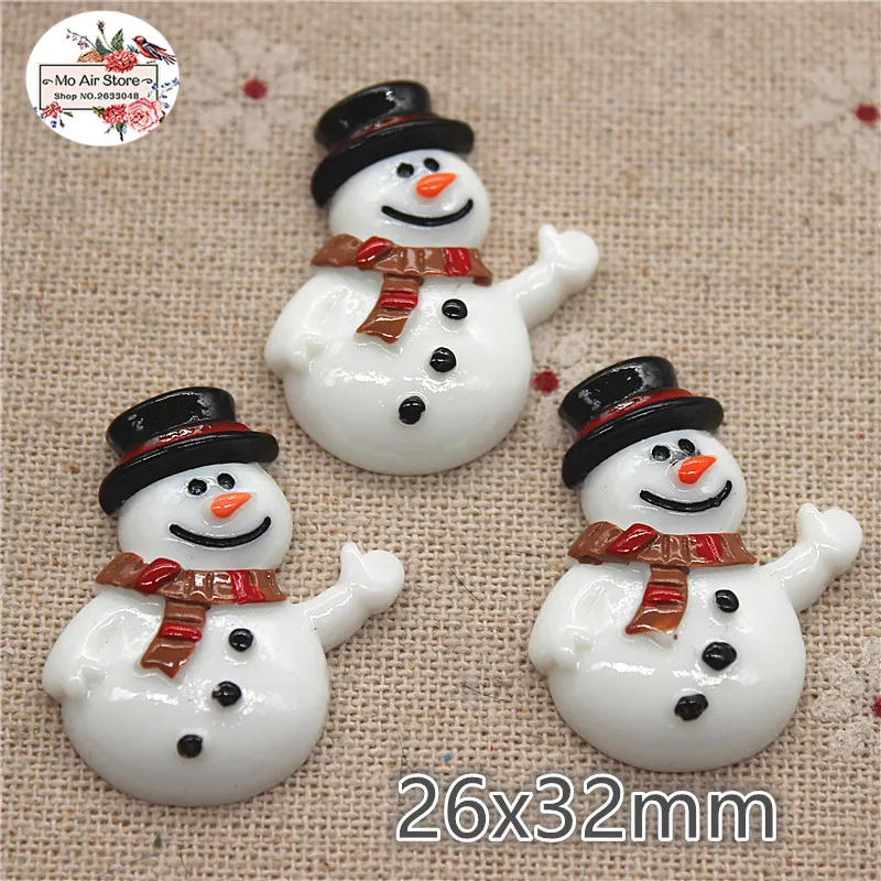 

10pcs Christmas snowman Resin flatback Cabochon Art Supply Decoration Charm Craft DIY hair bow center craft