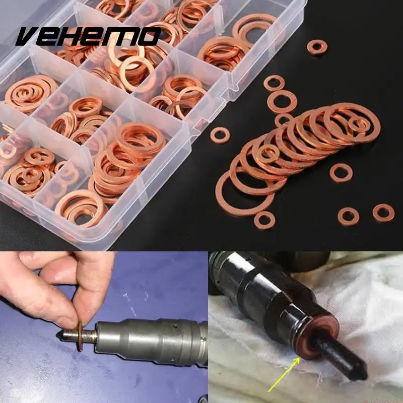 Vehemo 280 шт. одноцветные медные шайбы комплект штепсельных вилок с пластиковой