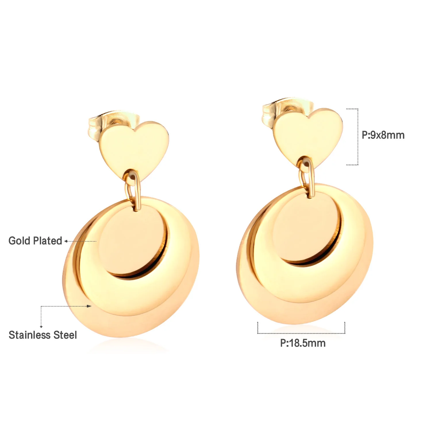 Украшения для женщин LUXUSTEEL из золотого металла, круглой формы, серьги с подвеской в виде сердца и гиперболической фигуры, новинка 2019 года. Идеальный подарок на вечеринку.