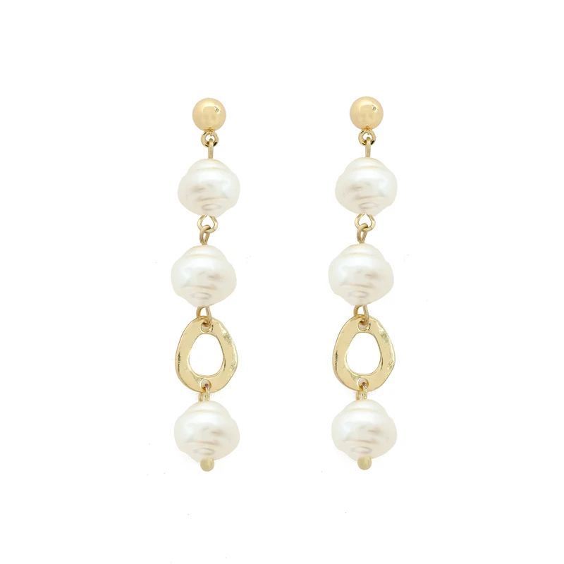 Женские Висячие серьги с искусственным жемчугом геометрические золотистые