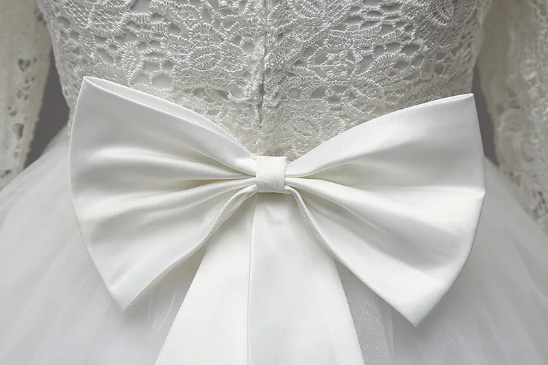 Кружевные платья с цветами для девочек детские Бальные длинными рукавами