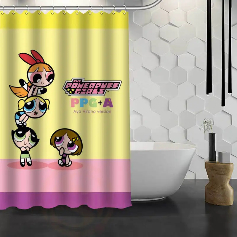 Powerpuff девушки пользовательские занавески для душа водонепроницаемый ткань для ванной Шторка для ванной WJY1.17 - Цвет: Белый