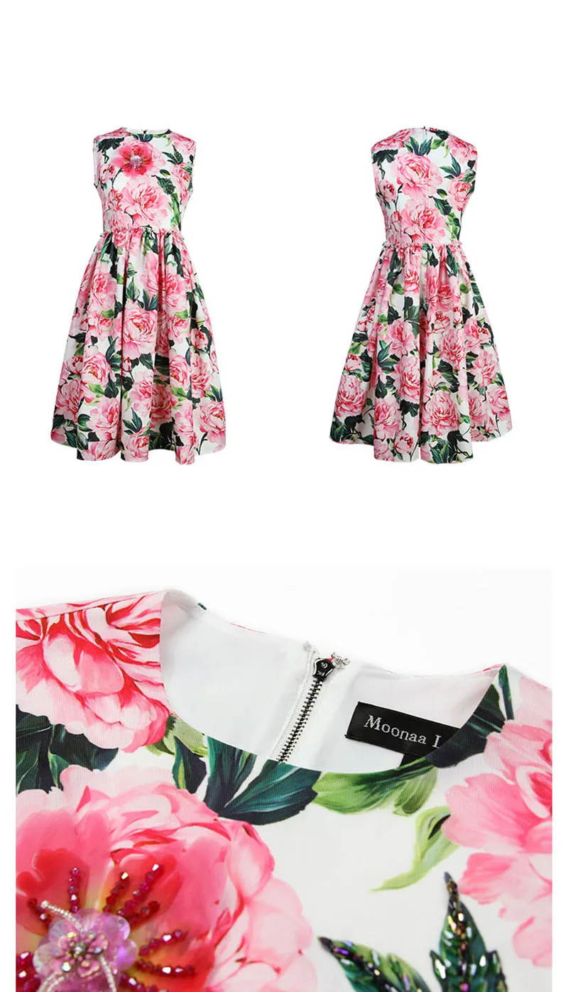 

MIUXIMAO High Quality 2019 Summer&spring Luxurious Dress Stereo flower Beading Eleghant Casual Dress Women vestido