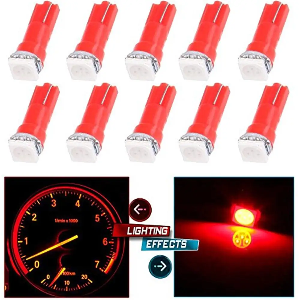 DIN 10X T5 5050 1SMD 12V автомобильные лампы освещения приборов Авто Клин светильник Led для приборной панели Калибровочные лампы белый красный синий зеленый желтый