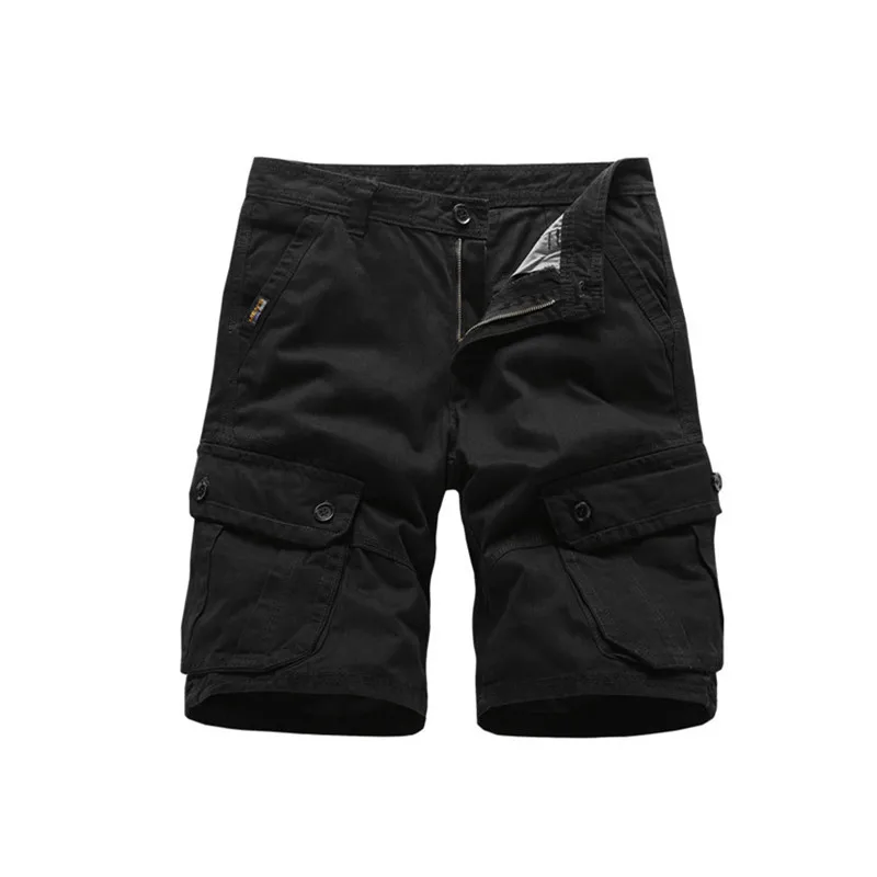 Мужские шорты-карго в стиле милитари зеленые хлопковые шорты свободного кроя с