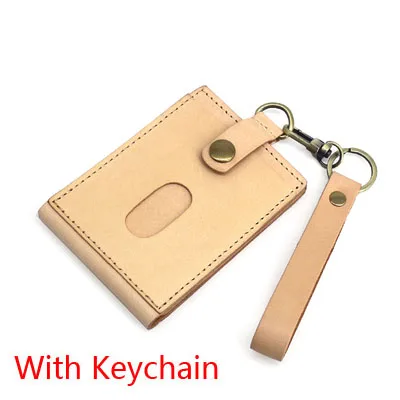 Nature-Keychain Натуральная Кожа Вертикальный стиль ID со значком выдвижной держатель ремешок на шею или брелок корова кредитный держатель для карт Id Card чехол - Цвет: Nature-Keychain