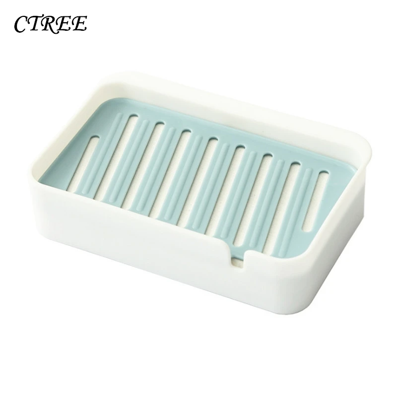 

CTREE 2Pcs Diatom Mud Water-Absorbing Quick-Drying Soapbox Easy Clean Punch Free Bathroom Double-Layer Drain Soap Dish C869