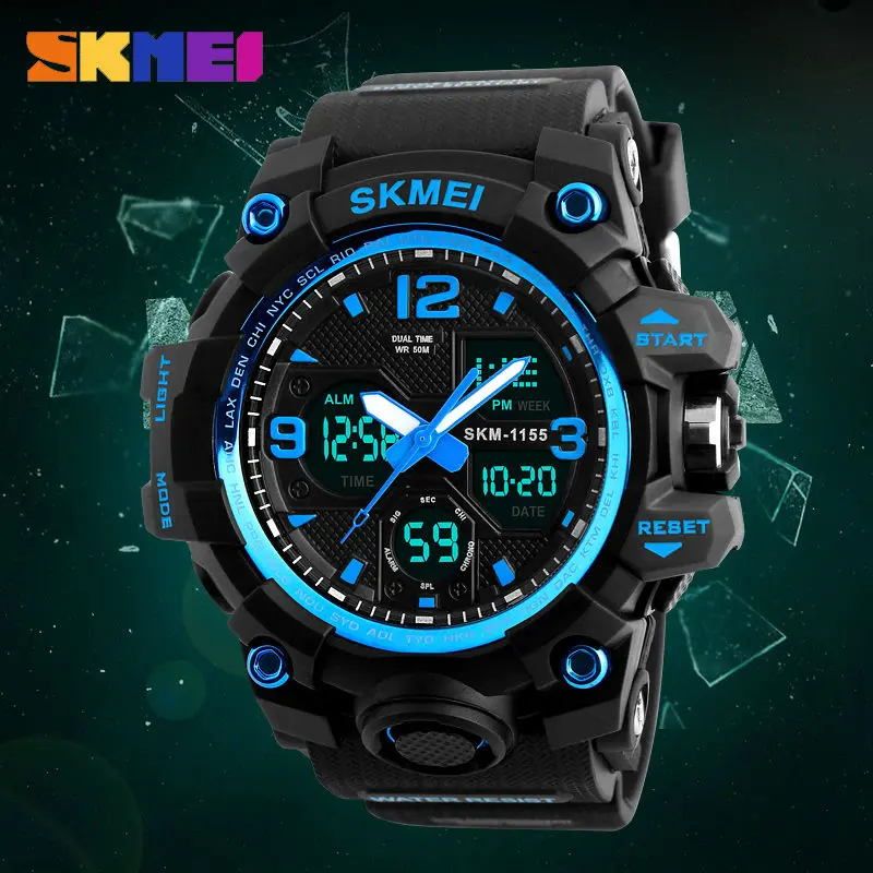 SKMEI 1155 спортивные часы мужские лучшие брендовые роскошные Цифровые светодиодный