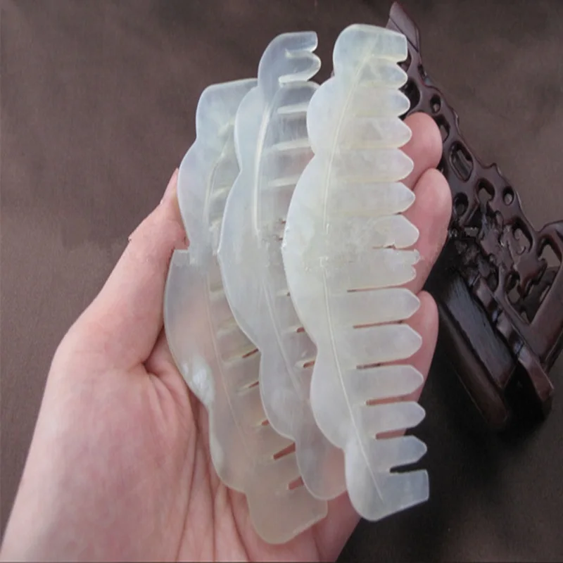 Традиционная терапия китайский Нефритовый камень гребень для массажа головы