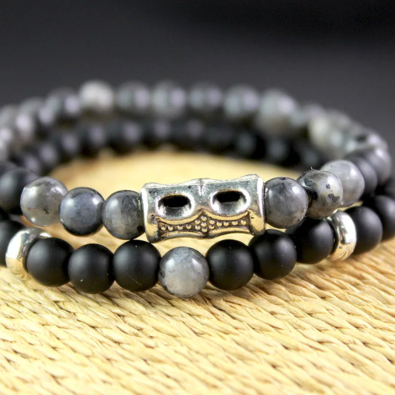 2 шт./компл. пара 6 мм круглые бусины из натурального камня ниток матовый черный