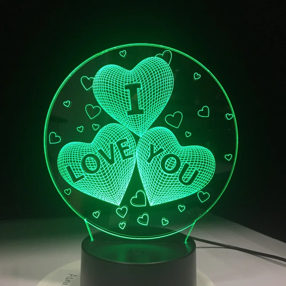 Новейший красочный 3D светильник I LOVE YOU USB акриловый светодиодный ночсветильник