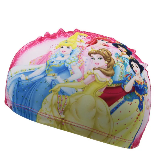 Фиолетовый New Cute Cartoon Print Swimming Caps for Children Kids Polyster Pool Swim Caps for Long Hairs Swim Hat Bathing Caps for Baby - Цвет: Фиолетовый