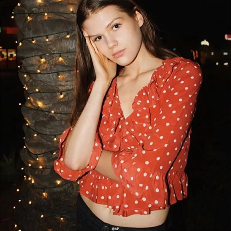 Женская футболка с принтом Daisy Bazaleas Повседневная оборками 2018|Футболки| |