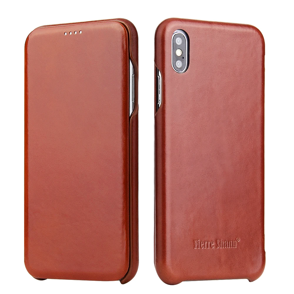 Fierre Shann Супер Роскошный чехол из натуральной кожи для iPhone XR XS Max 6 6S 7 7plus 8 8plus X Чехол флип-чехол для телефона Capin