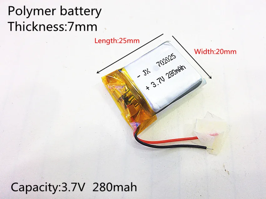 3 7 V 280mAh [702025] PLIB Полимерный литий-ионный/литий-ионный аккумулятор для dvr GPS power bank