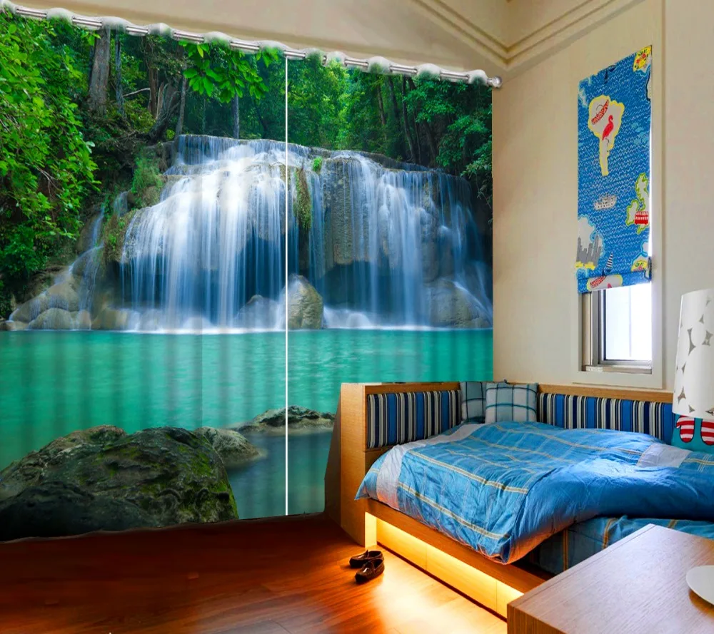 Роскошные европейские современные 3d занавески фотообои с изображением водопада