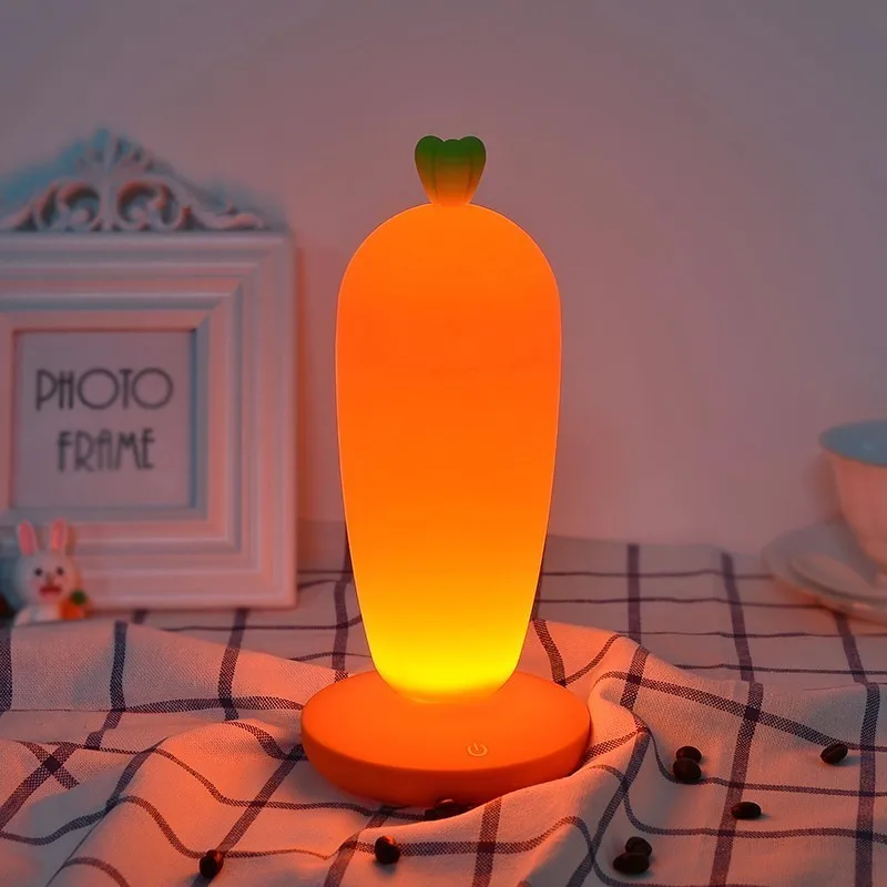 Radish LED Night Light Gift Dimming USB Rechargeable Cute Girl Carrot Touch Switch Bedroom Bedside Table Lamps | Лампы и освещение