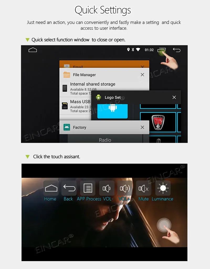 Android 8 1 Автомобильный мультимедийный плеер с 7 дюймовым сенсорным экраном 1080P HD