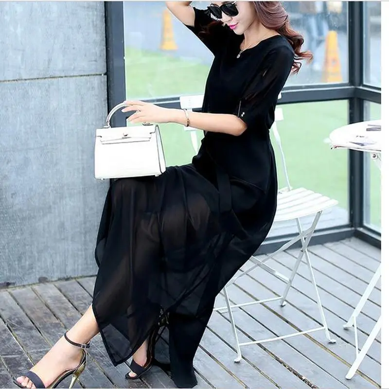 Ethnic Elegant women dress plus size loose half sleeve 2019 chiffon Maxi long summer Robe vestidos de festa tunique femme | Женская