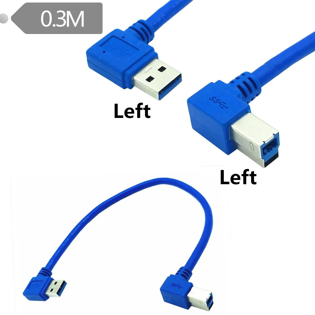 1 фута USB 3 0 A штекер 90 градусов левый угол к B Мужской кабеля | Компьютеры и офис