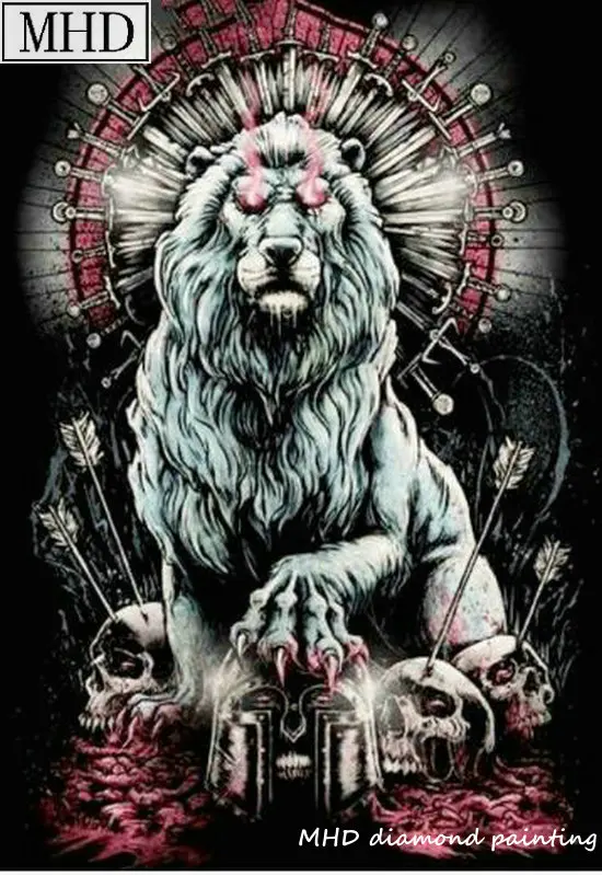 5d diy Алмазная картина льва Череп Значок полная квадратная вышивка крестиком Роза