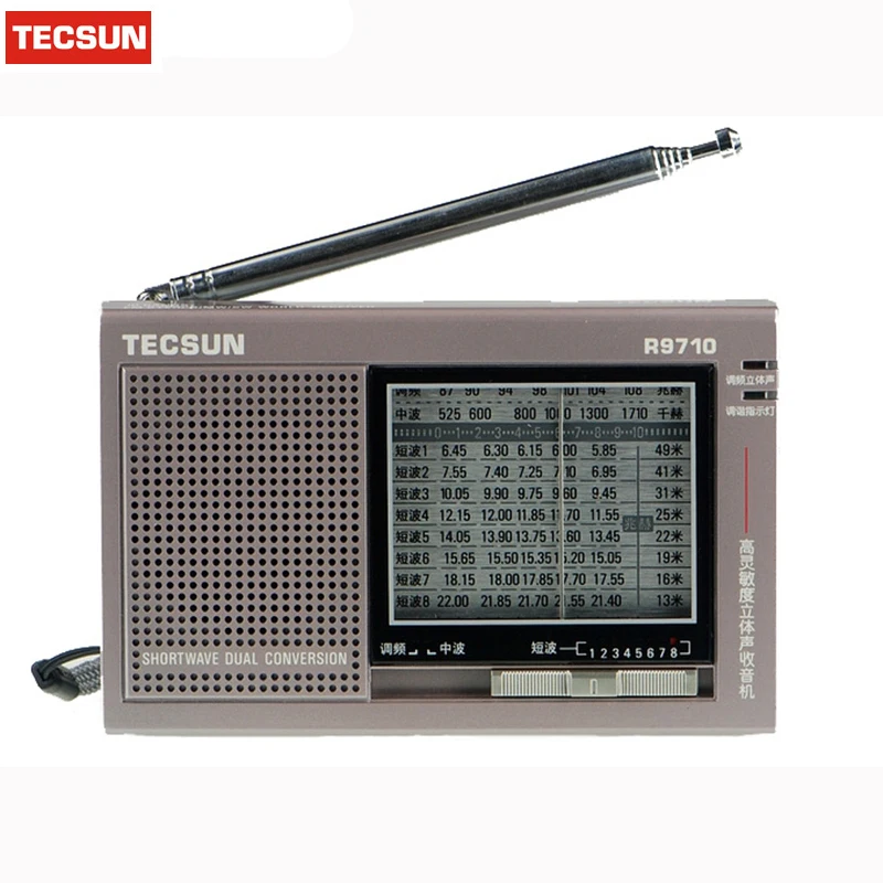 TECSUN R-9710 FM/MW/SW двойной конверсии World Band радиоприемник со встроенным динамиком портативное высокочувствительное радио